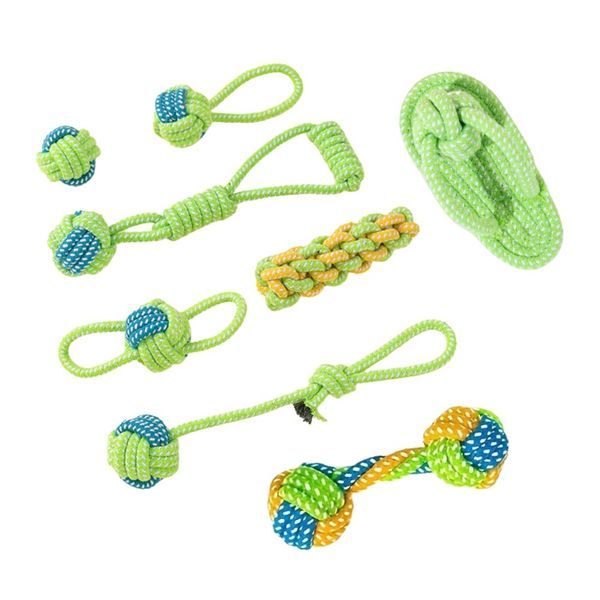 Bestby 8pcs Dog Rope Toys Set Cotton Chew Toys Teeth Cleaning