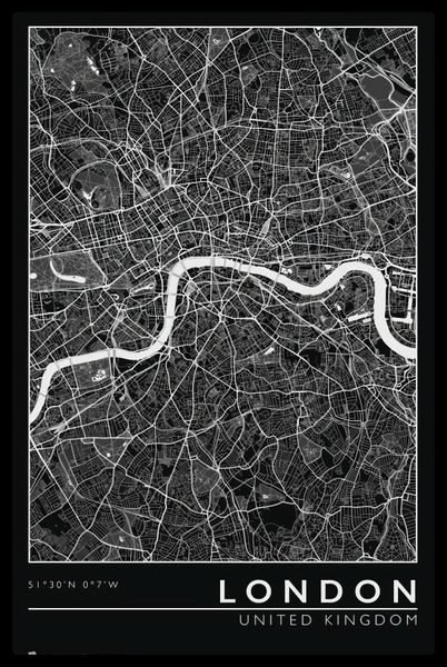 City Map - London Poster with Black Frame