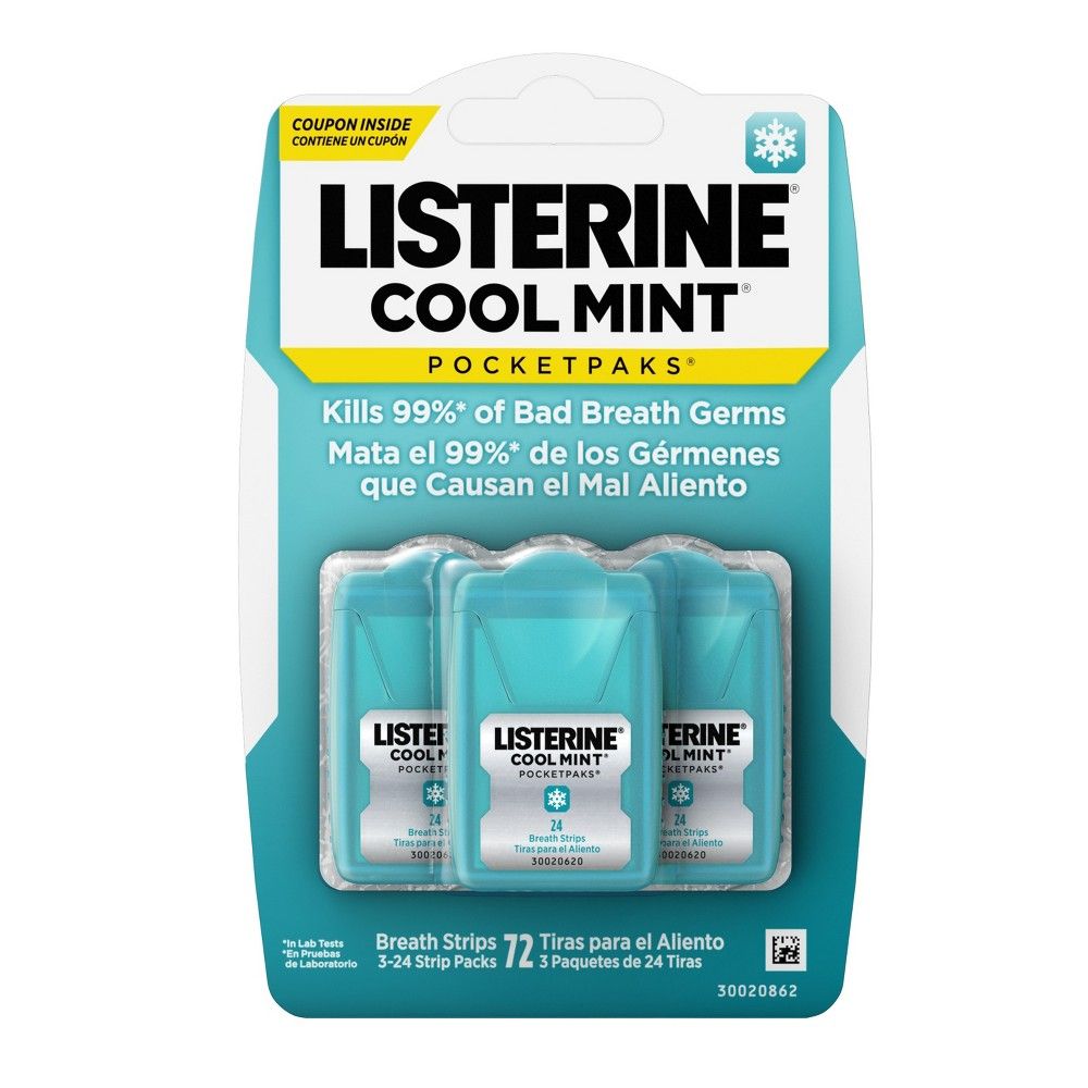 Listerine Cool Mint Pocketpaks Cool Mint Breath Strips - Triple Pack of ...