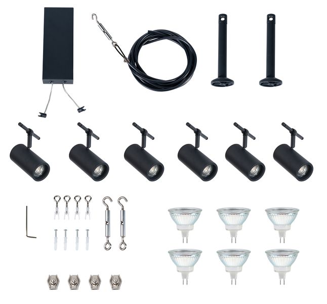 10 Meter Black Wire System With 6x 5 Watt Lamps