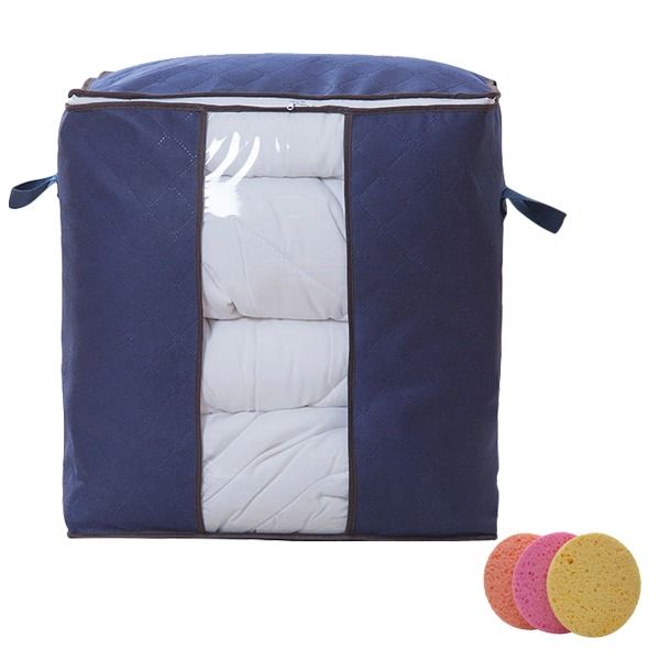 Blue Non-woven Clothing Storage Bag-Vertical section &amp; 3 Facial Sponges