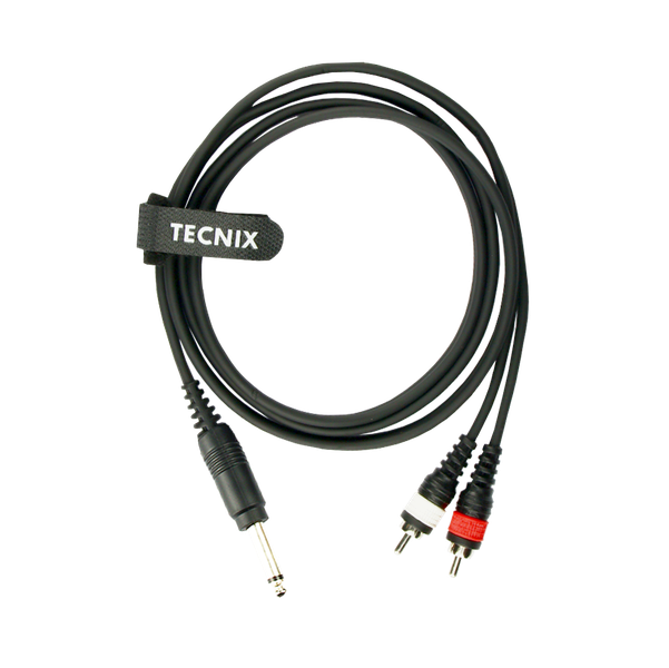 Tecnix 1/4" Mono Jack Male to Dual RCA Male cable -1.5m Meter