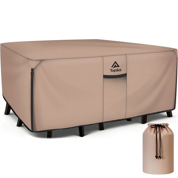 Topika Patio Furniture Cover Waterproof 600D Canvas Outdoor Table Cover