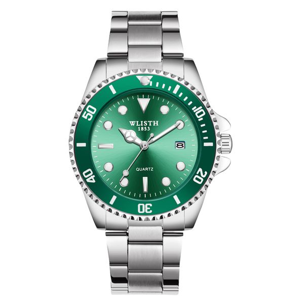 WLISTH Men's Watch Business Trend Round Night Light Steel Strip Men