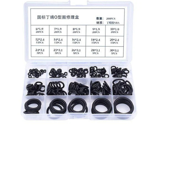 HKD 200PC Waterproof NBR O-Ring Kit - 15 Sizes Sealing Rubber Gaskets