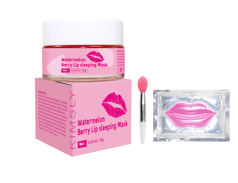 Kimsly Watermelon Lip Sleeping Mask Kit - Lip Mask Sheet &amp; Applicator Brush