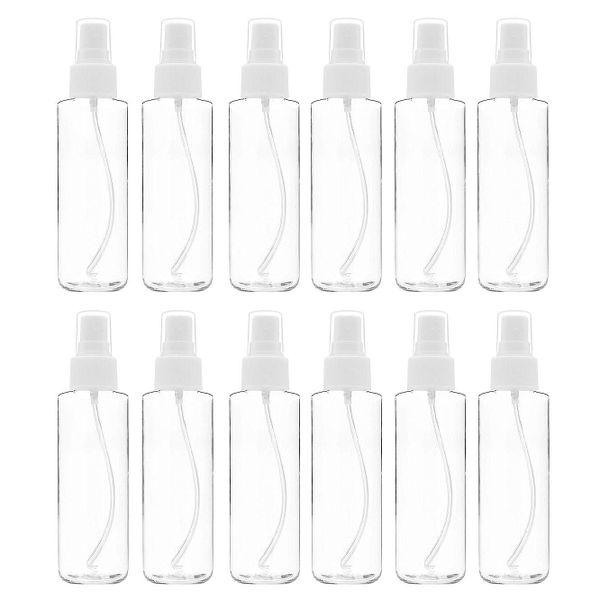 12 Pack Clear Spray Bottles 120 Ml With Pump Spray Cap Reusable