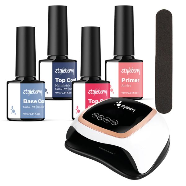 Styleberry 5 Piece Nail Gel Essentials Kit and 168W UV LED Lamp