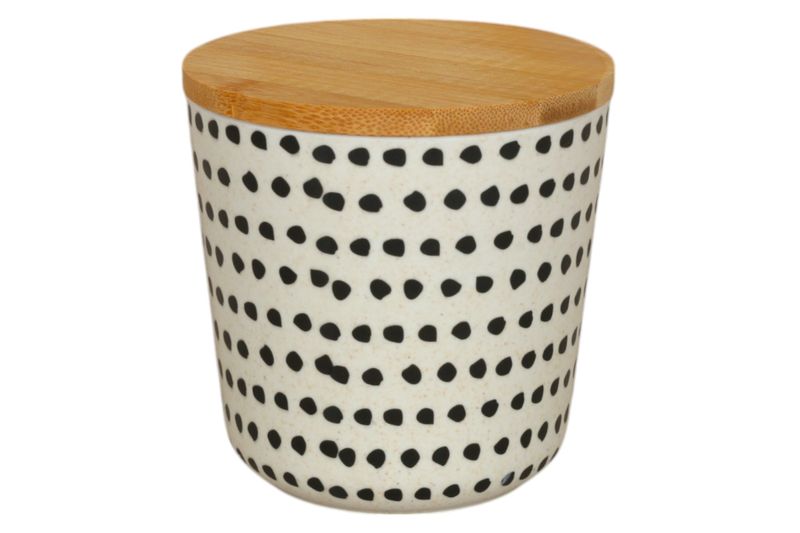 George &amp; Mason - Bamboo Fibre Round Black Spot Storange Canister - 10.5cm