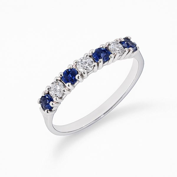 Morrisons Amelia 9k White Gold Natural Blue Sapphire Diamond Ring