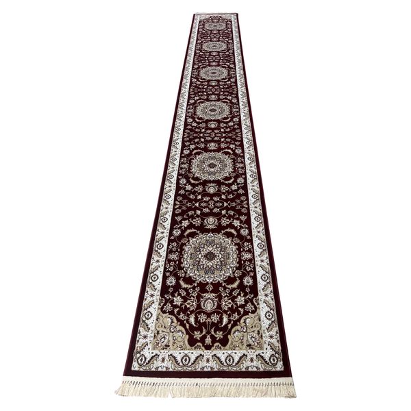 Machine Woven Persian Red &amp; Beige Runner - 600 x 80 cm