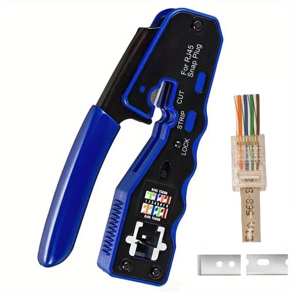 EZ Pass Through Crimp Tool For RJ45 Ethernet Crimps: Cat6 Cat5 Cat5e 8P8C