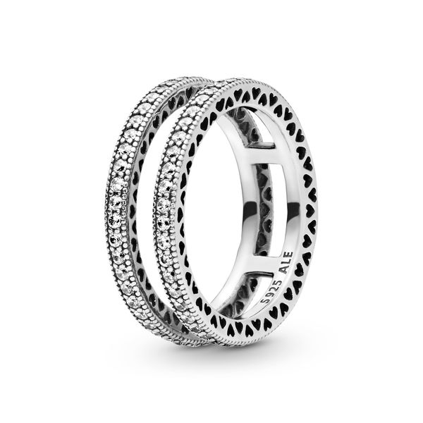 Pandora Double Sparkle &amp; Hearts Ring