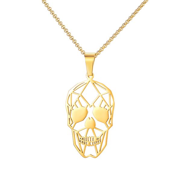 Stainless Steel Skull Necklace-Gold- NL-GX1748-GO