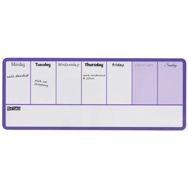 Nobo Magnetic Dry Erase Weekly Organiser - Purple, 140mm x 360mm