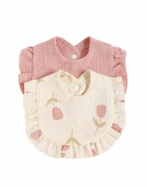 Two-Pack Printed Baby Bibs - Soft, Comfortable Ruffled Feeding Bibs