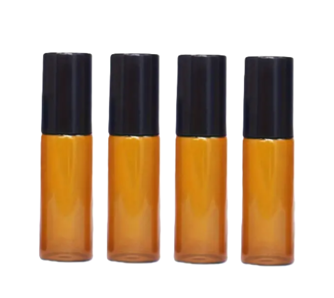 4 x 5ml Amber Roll-on Bottles