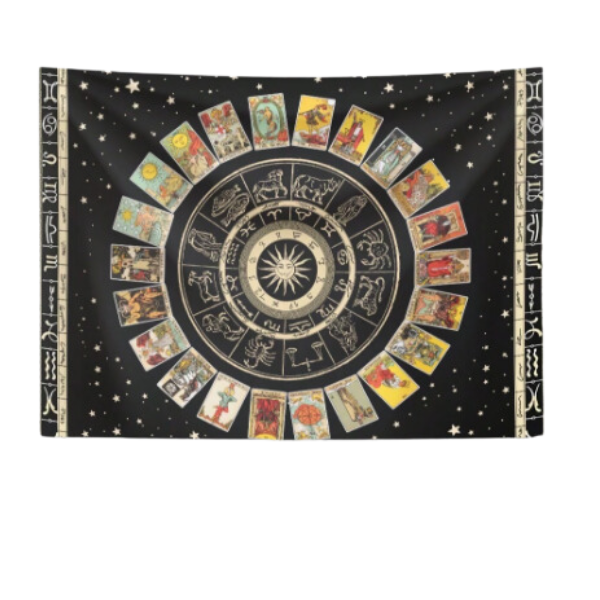 Astrology Card Deck With Constellations Wall Tapestry
