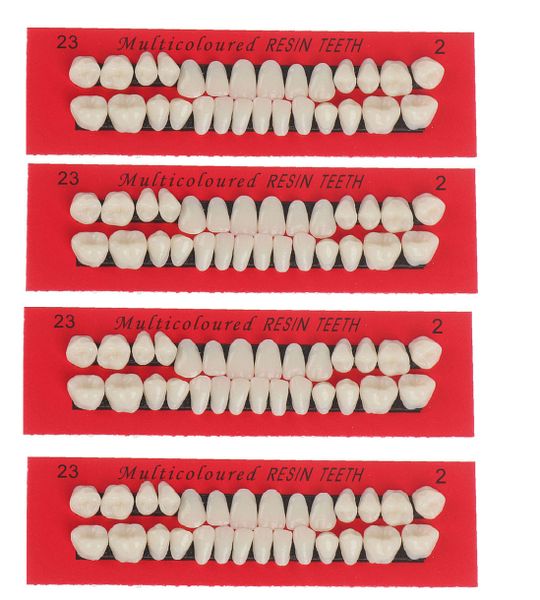 Dentures: 4 Sets of Upper and Lower Acrylic Resin False Teeth