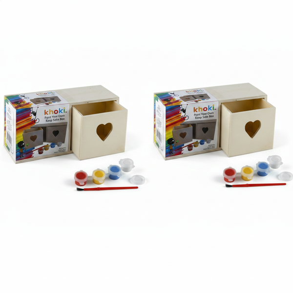 Khoki DIY Wooden Keepsake Box Craft Kit for Kids - Paint and - 2 Pack