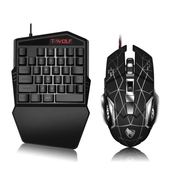 T-Wolf "TF900" One Handed Gaming Keyboard and Mouse Set