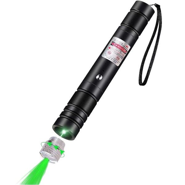 2000 Meter Steel And Fiber Portable Green Laser Pointer - Black
