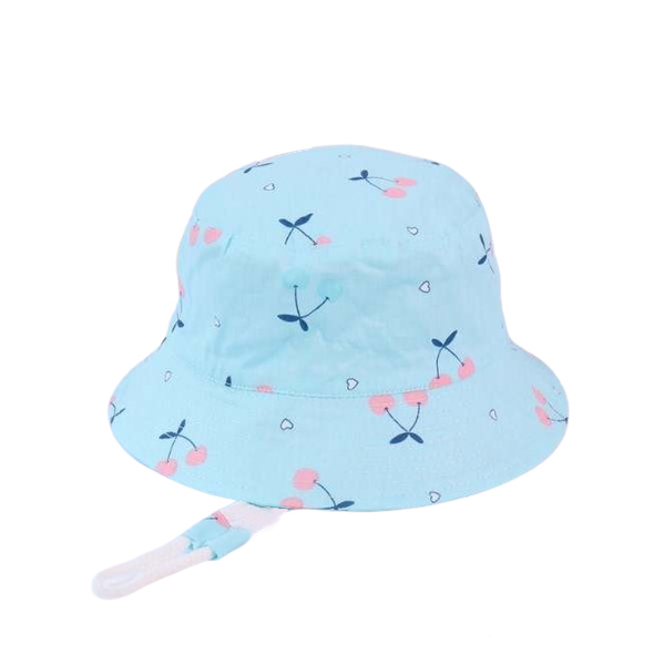 Cute Light Blue Cherry Bucket Hat for Girls