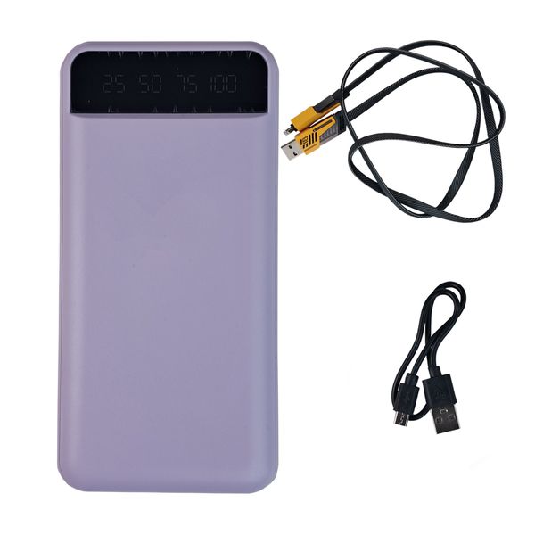 Purple 20000mAh Powerbank + 4-in-1 Cable - iPhone Compatible