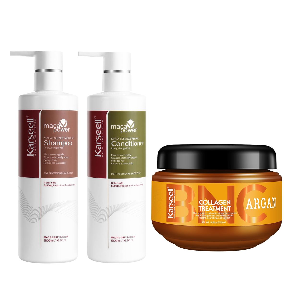 Karseell Repairing Shampoo, Conditioner & BNC Argan Hair Mask Set