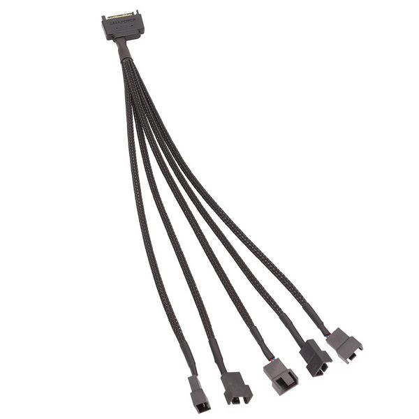 15-Pin SATA to 5 Fan Adapter Cable SATA to 3 Pin/4 Pin Adapter Cable