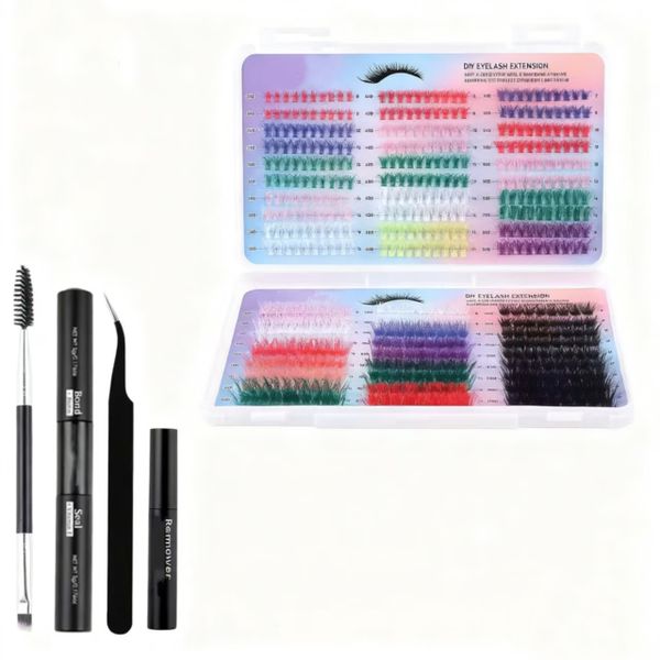 Colored Eyelash Clusters 570 Pieces 8-16mm DIY Colored Fluffy Eyelashes