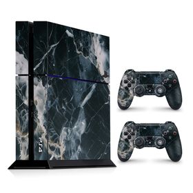 SkinNit Console Sticker for PS4 - Marble White & Black (Sticker Only