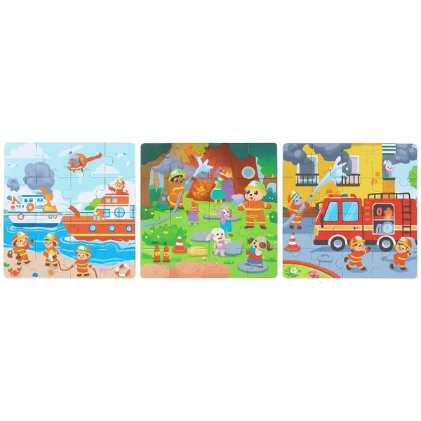 3 Piece - Animal Educational Puzzle Set - Multicolor