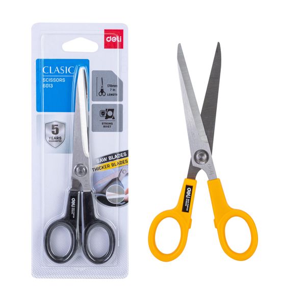 Deli Scissors 178mm Black &amp; Yellow