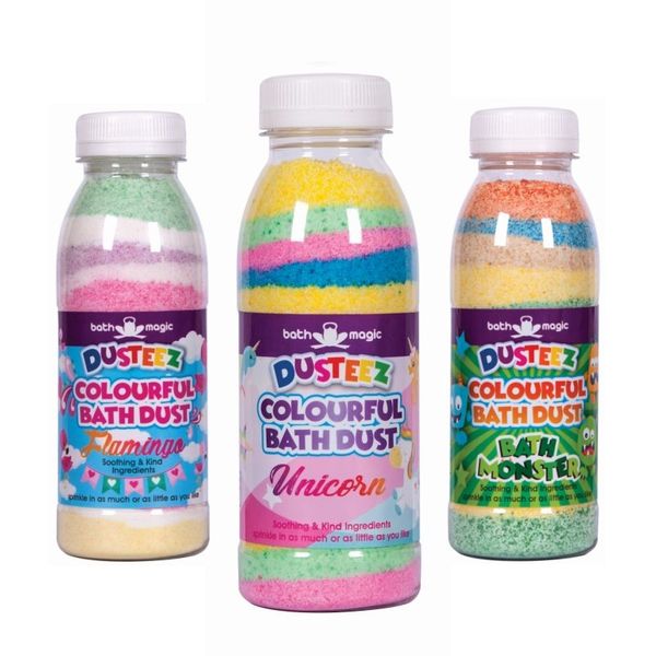 Dusteez - Colourful Bath Dust - Unicorn, Bathe Monster &amp; Flamingo - 3 Pack