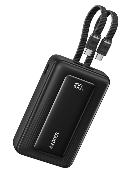 Anker Zolo 20 000mAh 45W Power Bank With Built-In Dual USB-C Cables - Black