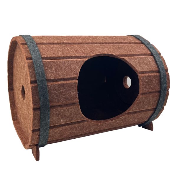 Assembled Wine Barrel Cat Bed, 40x28x7cm Pet Cave for Indoor Cats