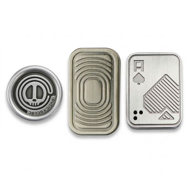 3pcs Luxury Metal EDC Haptic Set - Magnetic Fidget Coin, Slider Poker Card