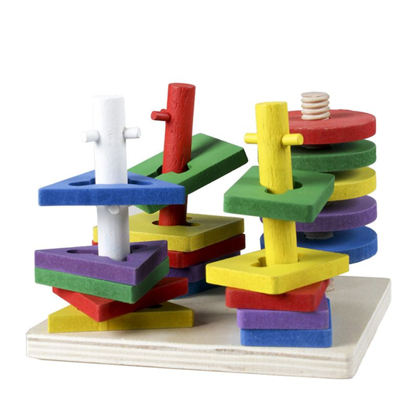 Matching Geometric Shape Puzzle Wooden Blocks Four Column Educational Toys