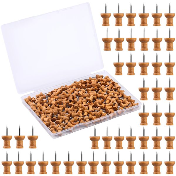 100-Pack Corkboard Pins - Cute Wooden Push Pins for Maps &amp; Notice Boards