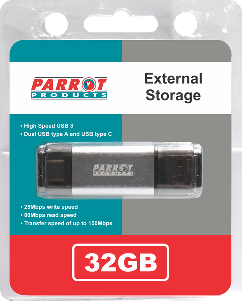 External Storage USB 3 Type A + USB C 32GB Flash Drive