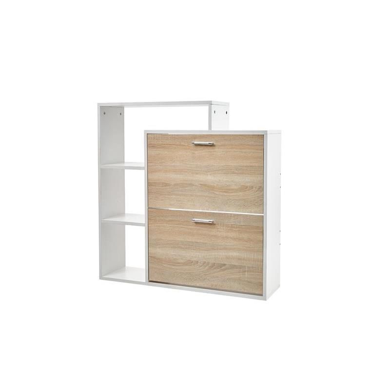 Hazlo Stylish Two Compartment Shoe Storage Shelves Oak And