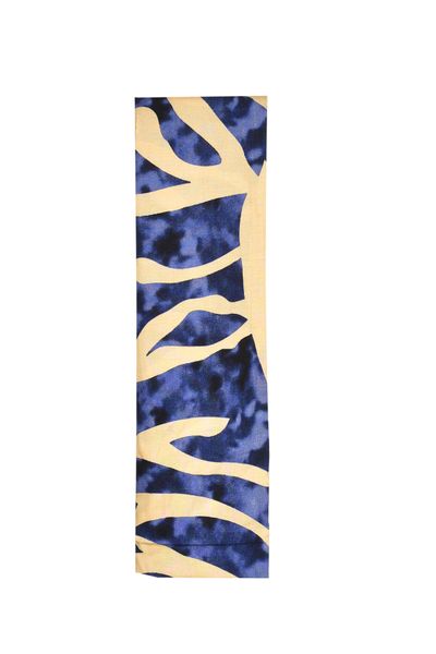 Blue Ombre Cotton Scarf with Cream Wave Pattern for Modest Everyday Wear
