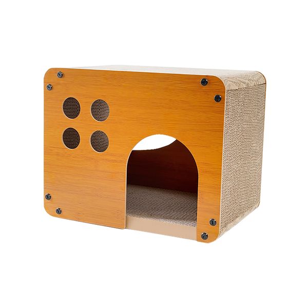 Corrugated Cardboard Cat House with Scratcher Cat Play House Scratch Bed