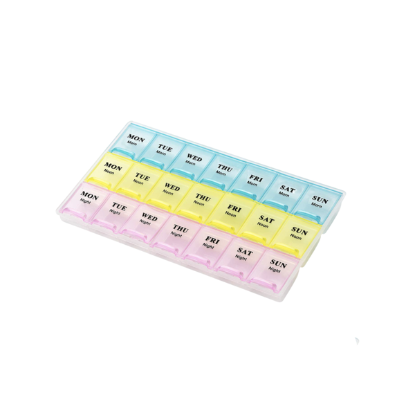 Daily Pill Organiser Box and Dispenser - 3-Times-a-Day + Pill Cutter