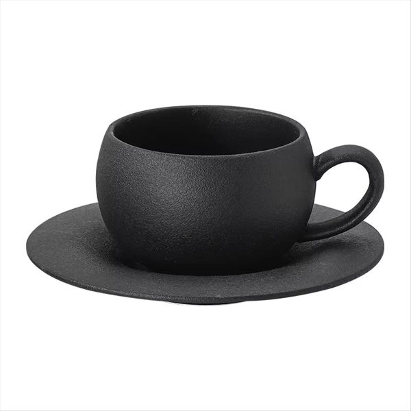 280ml Ceramic Coffee Mug,Stone Fired Cup with Saucer,Ideal for Breakfast Mi