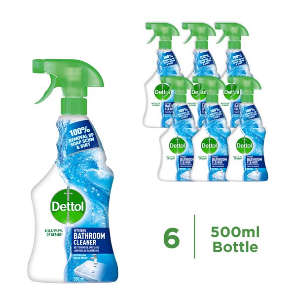 Dettol 6x500ml, Hygiene Bathroom Disinfectant Surface Spray, Ocean Fresh