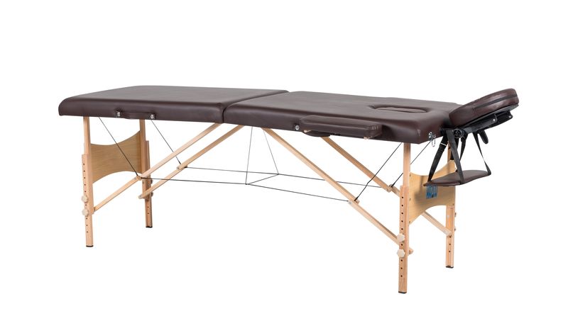 Hazlo Premium Portable Massage Table Bed 2 Section (Wooden) - Brown