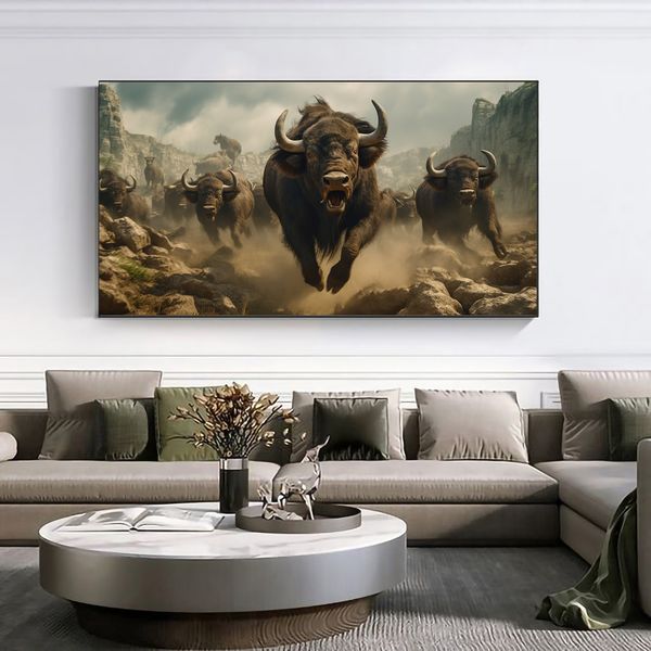Canvas Wall Decor - Buffalo Stamede - 0250