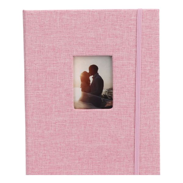 Pink Woven 208-Pocket Mini Photo Album